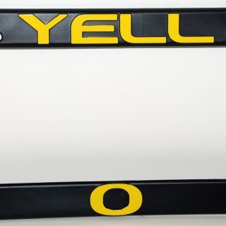University of Oregon, Black Plastic License Plate Frame, Yell-O-0