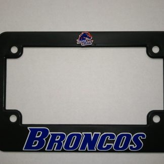 Boise State University, Black Plastic MOTORCYCLE License Plate Frame, Broncos-0